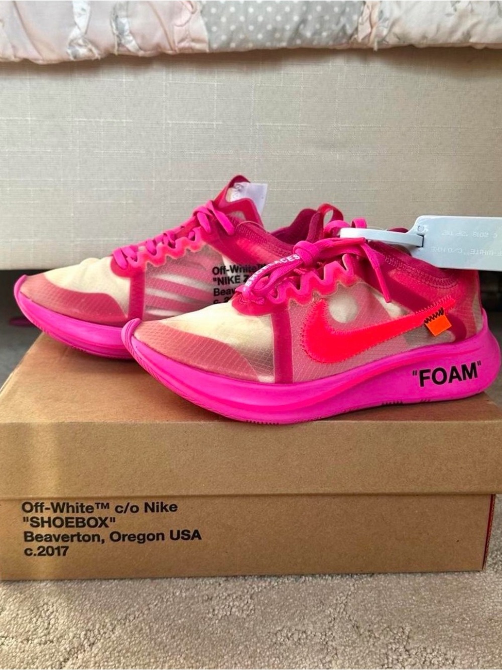 2018 Off-White × Zoom Fly SP 'Tulip Pink'
